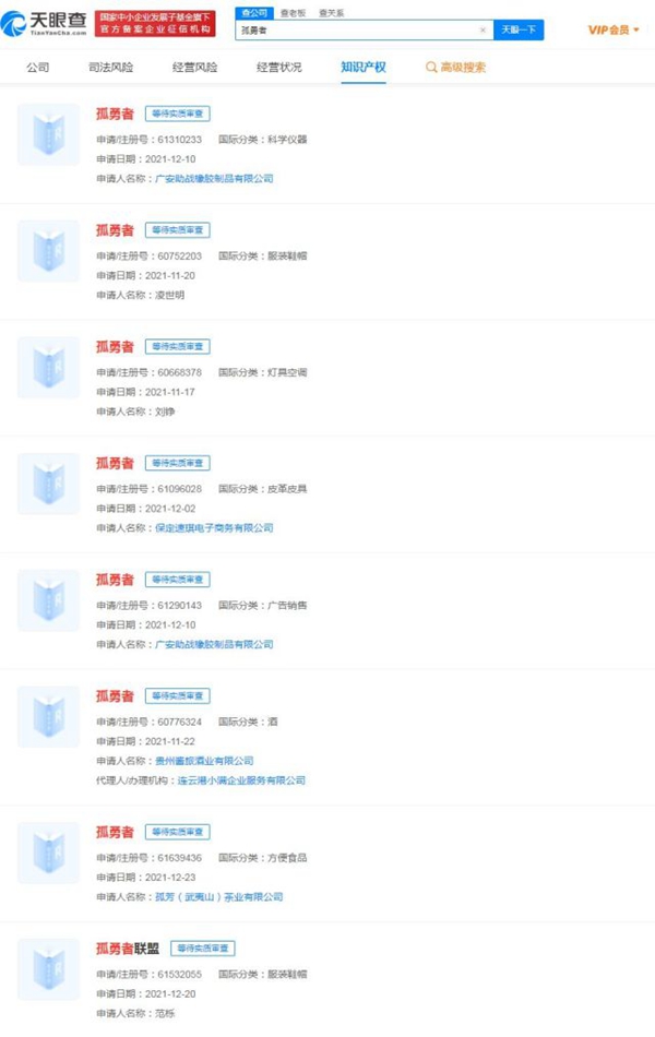 “孤勇者”商标遭抢注