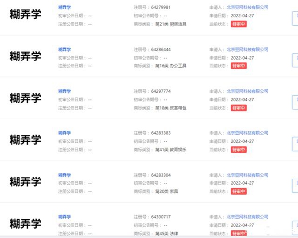 豆瓣提交多个 “糊弄学”“买房共进会”商标注册申请