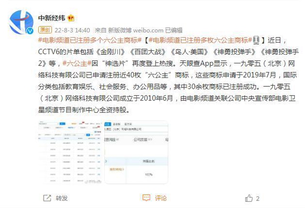 六公主商标被电影频道成功注册