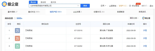 字节跳动申请注册多个“万有商城”商标
