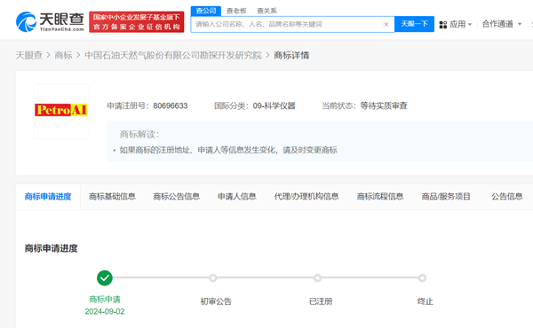 中国石油勘探开发研究院申请PetroAI商标